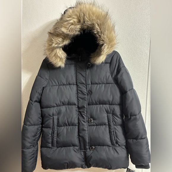 Lauren Ralph Lauren Midnight Black Coat XS NWT faux fur hood - Picture 1 of 7